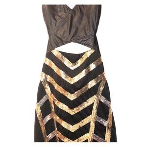 Black sparkly / leather club dress